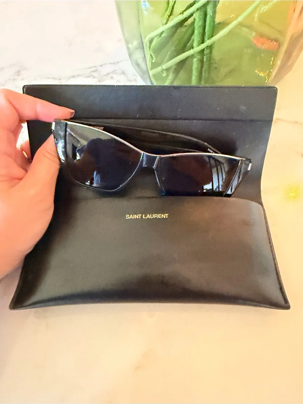 Saint Laurent Oversized Black Rectangular Sunglasses